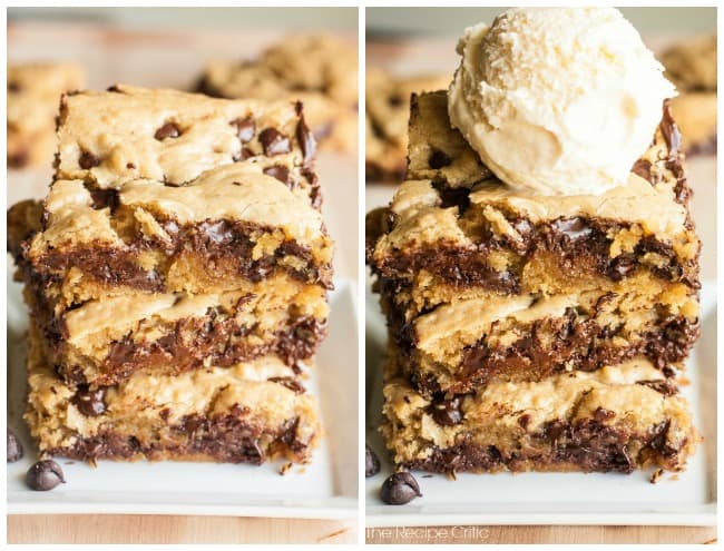 First photo is Bongo Bars stacked on one anther and the second photo is the same but with a scoop of ice cream on top. 