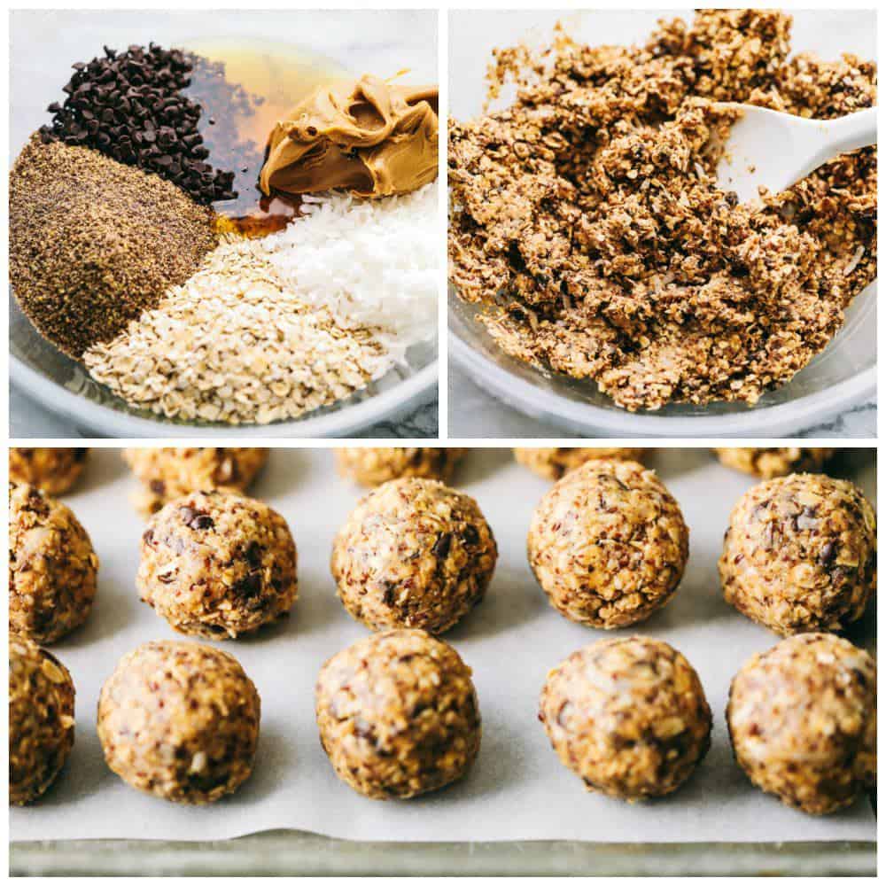 Steps to make No Bake Energy Bites.