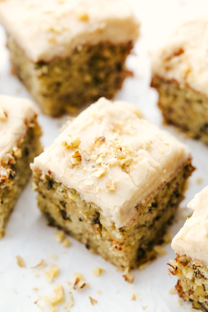 Banana bread bars photo. 