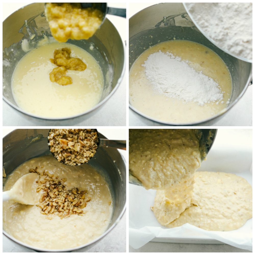 The process of making banana bars.