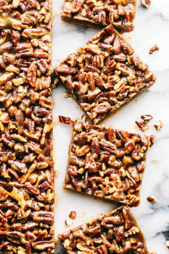 Cut Pecan Pie Bars. 