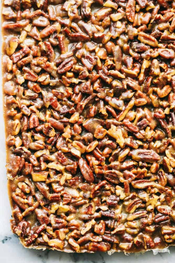 Overhead view of Pecan Pie Bars. 