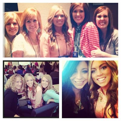 Alyssa smiling in a line with 4 of the six sisters in three pictures.