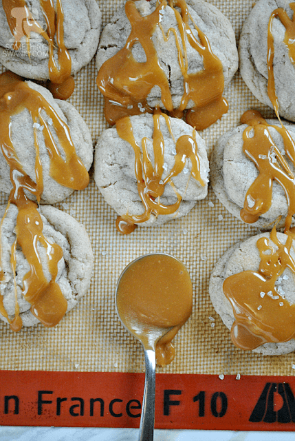 Southern caramel cake cookies in cooling sheet