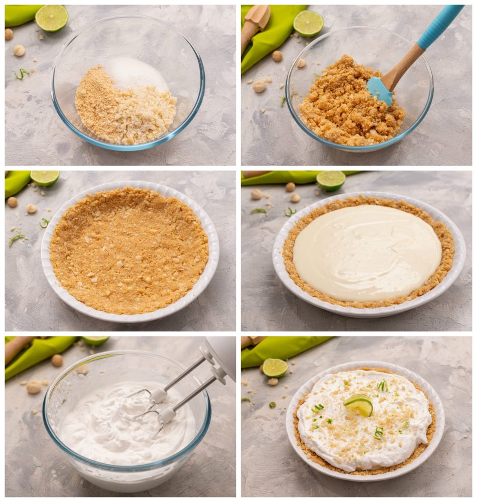 Steps showing how to make Key lime Pie