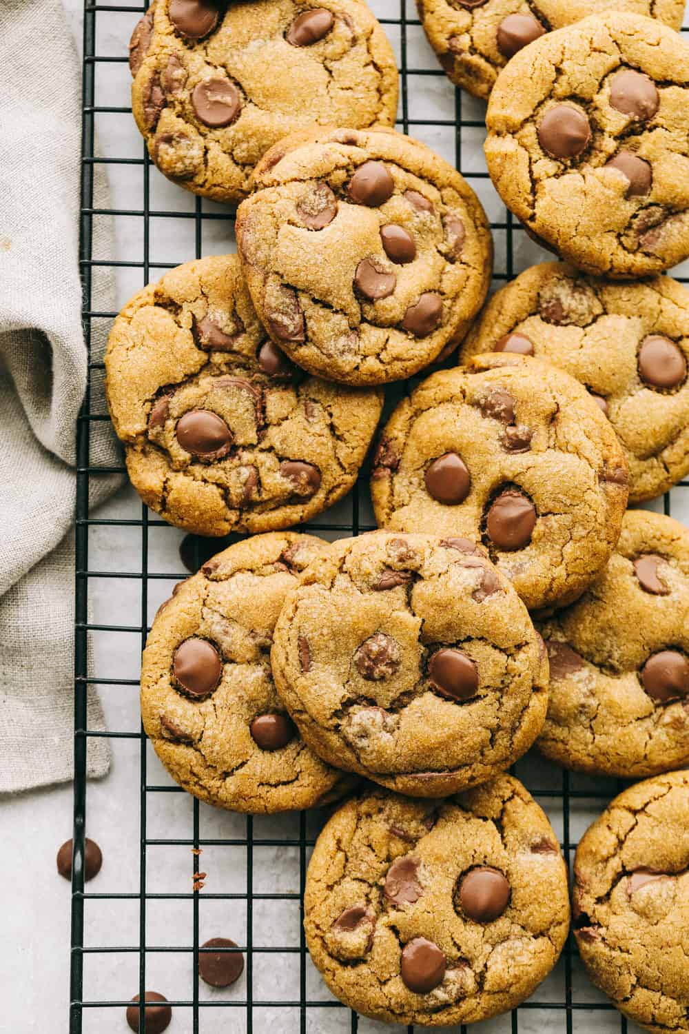 Browned butter chocolate chip cookies are thick, chewy and amazing. 