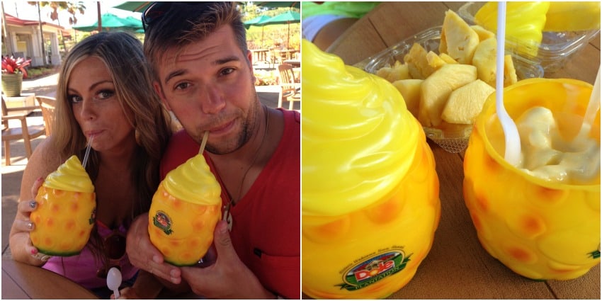 Collage of Alyssa at the Dole pineapple plantation.