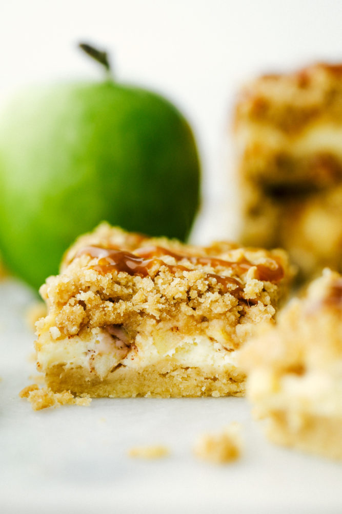 A caramel apple cheesecake bar. 