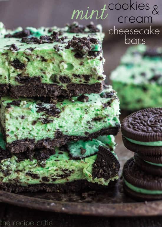 Mint Cookies and Cream Cheesecake Bar Recipe by The Recipe Critic