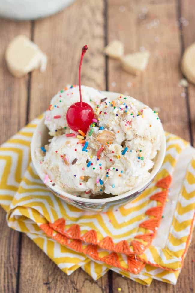 Golden Oreo ice cream with a cherry on top. 