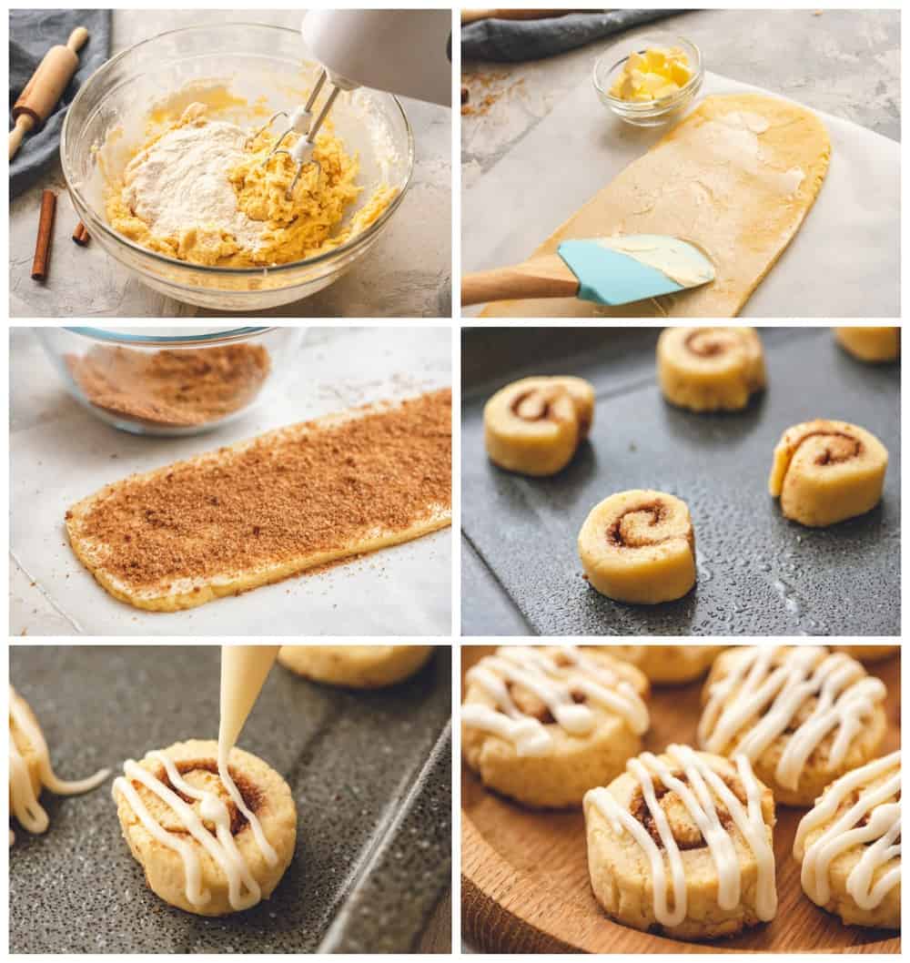 Steps to making cinnamon roll cookies 