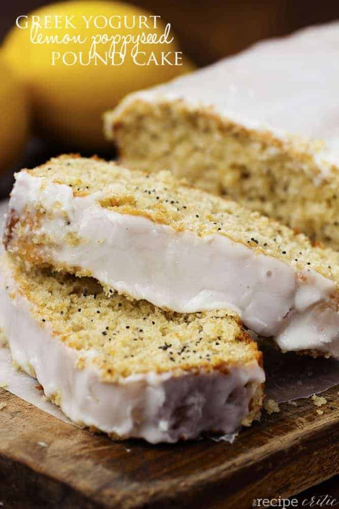 lemon poppyseed bread with two pieces sliced off the loaf.