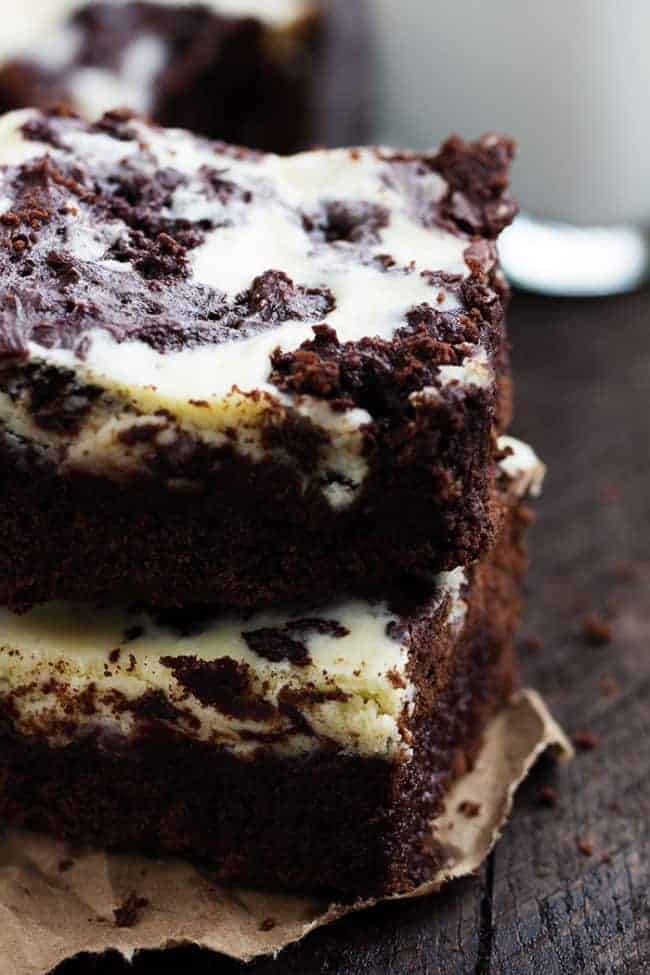 Stack of 2 swirl brownies.