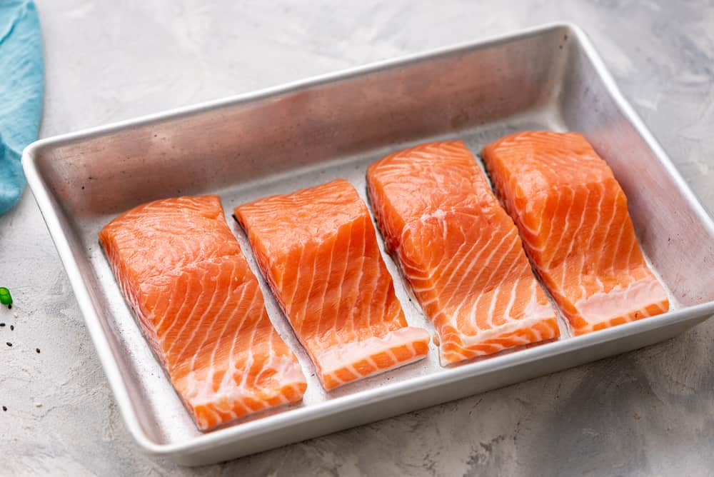 salmon in a pan