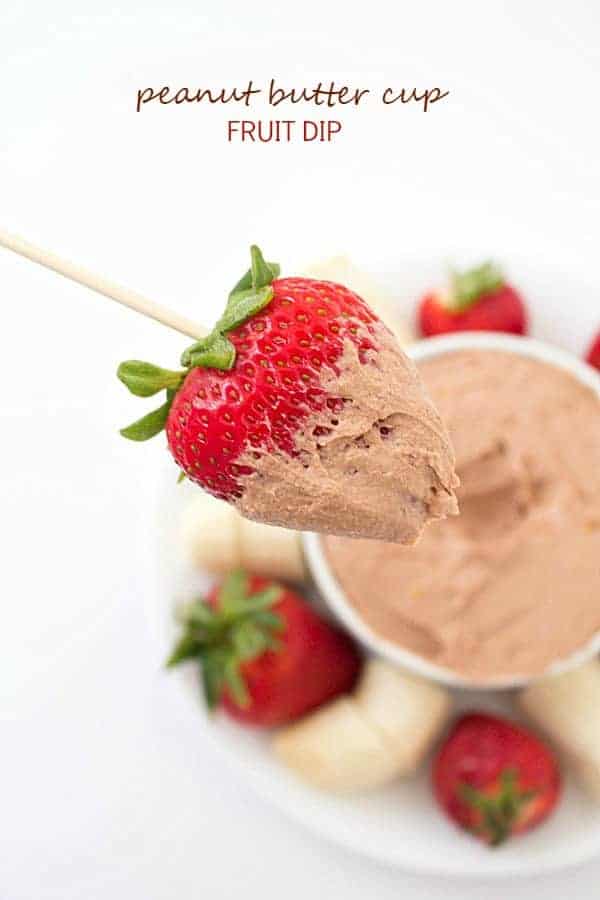 The easiest peanut butter cup fruit dip! Tastes like you are eating an actual peanut butter cup!