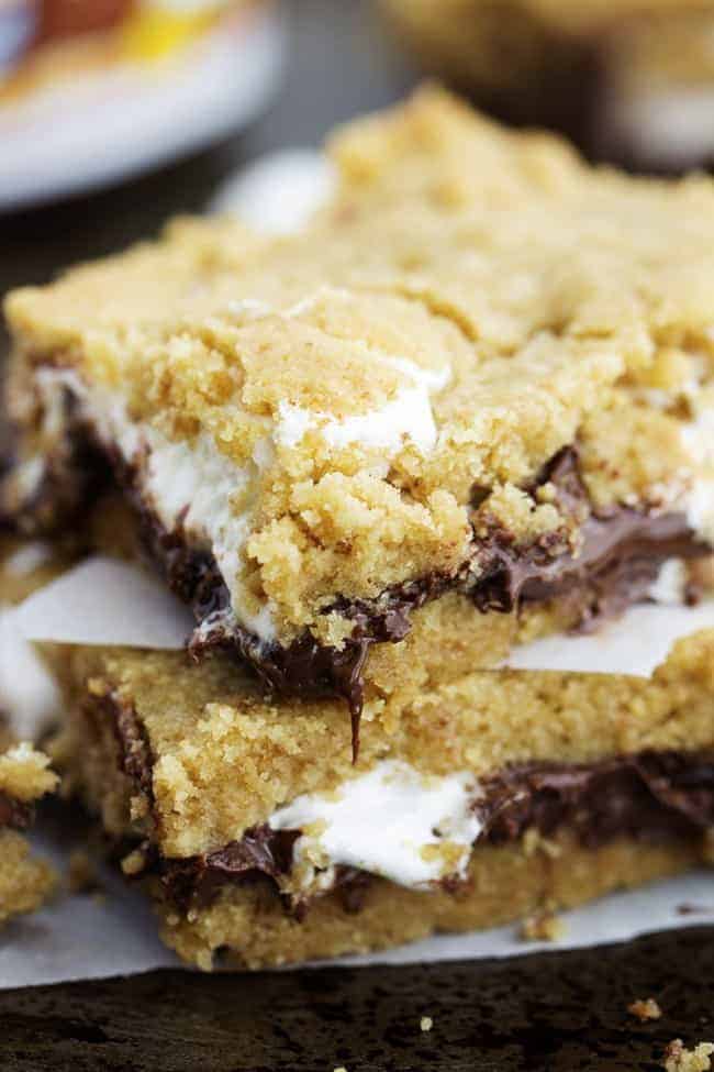 Nutella s'mores bars in a stack!