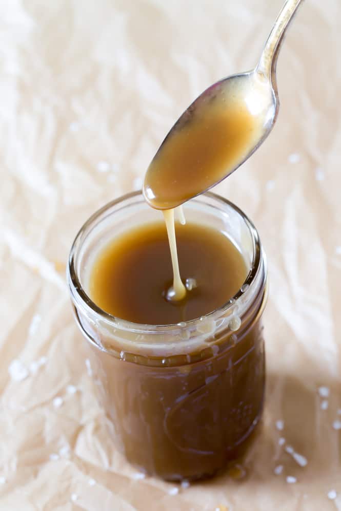 Caramel Sauce in a small mason jar.