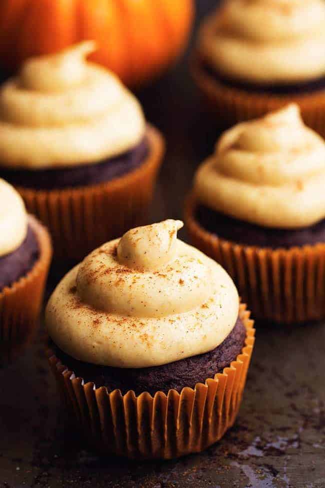 pumpkin chocolate cupcakes.