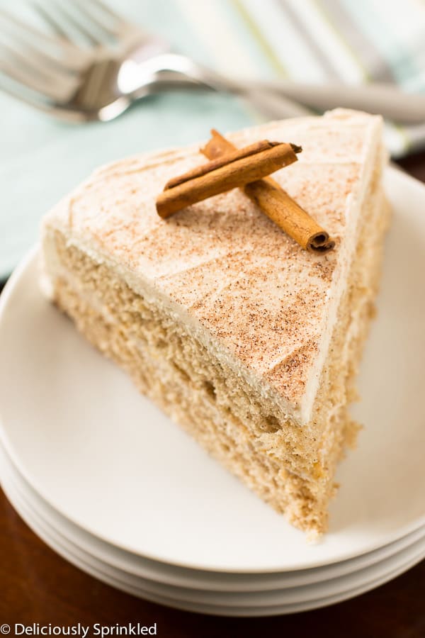 Cinnamon-Sugar Cake on a white plate.