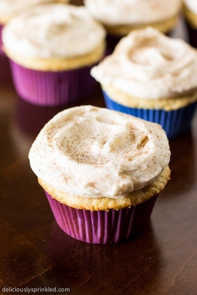 Snickerdoodle Cupcakes with Cinnamon Frosting.