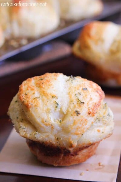 Garlic Butter flake Roll close up.