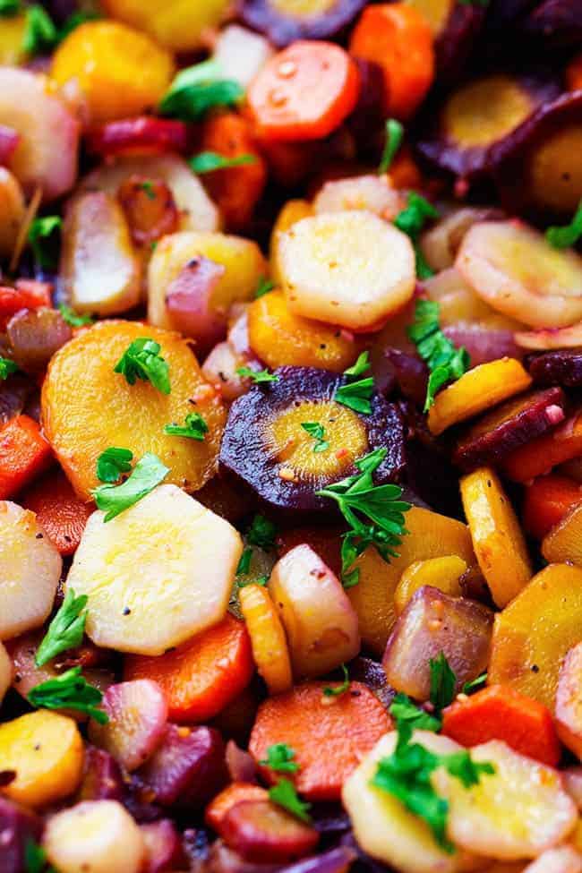 rainbow carrots close up.