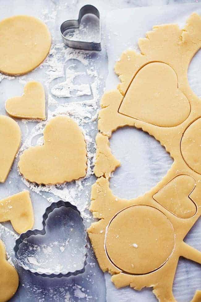 A picture showing how to cut out shapes in the dough.