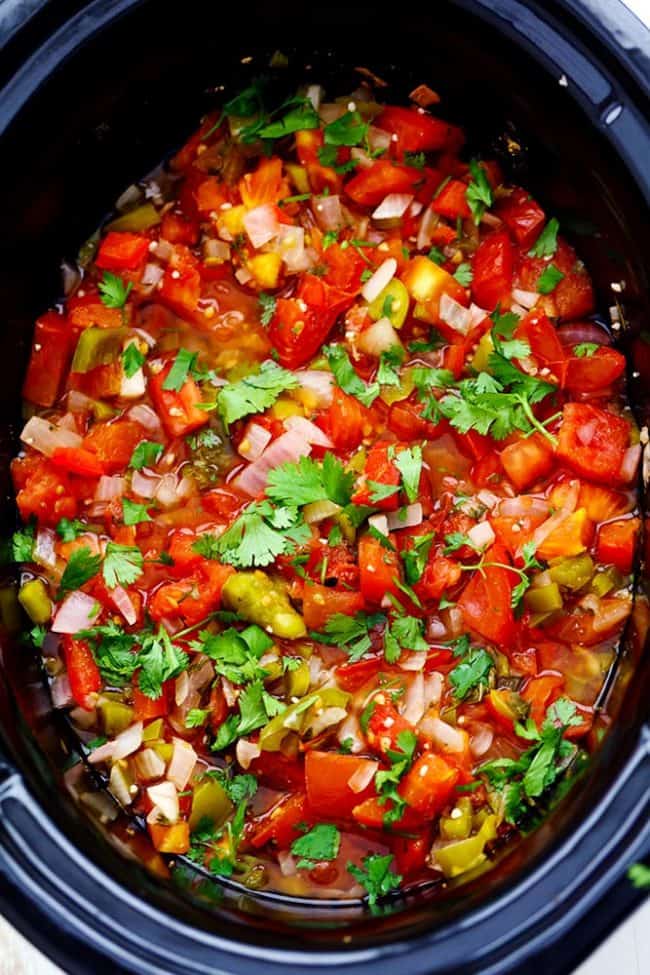 Restaurant Style Garden Salsa in a slow cooker. 