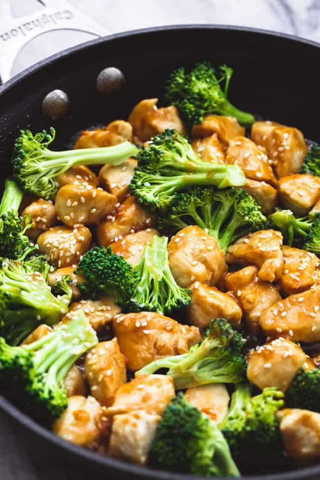 Skillet Sesame Chicken and Broccoli in a large skillet. 