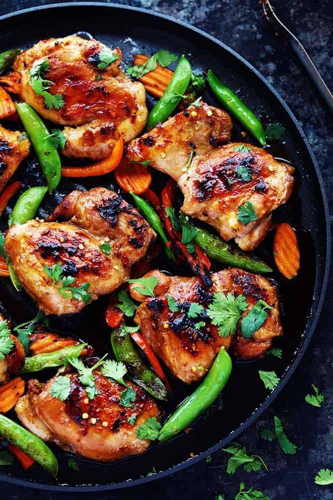 Thai Barbecue Chicken in a serving dish. 