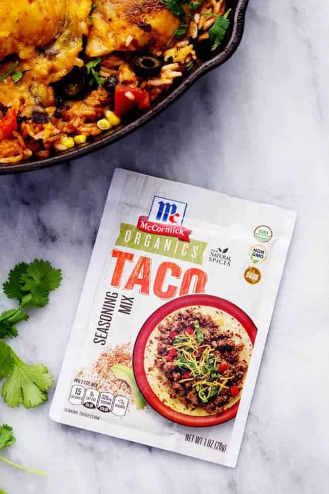 McCormick packet of organic taco seasoning. 