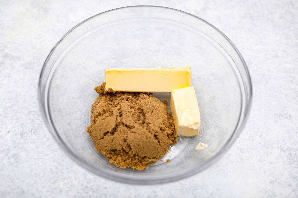 Second photo of the butter and sugar in a bowl.