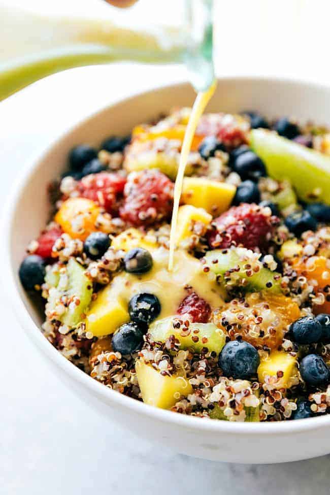 Fruity Quinoa Salad in a white bowl.