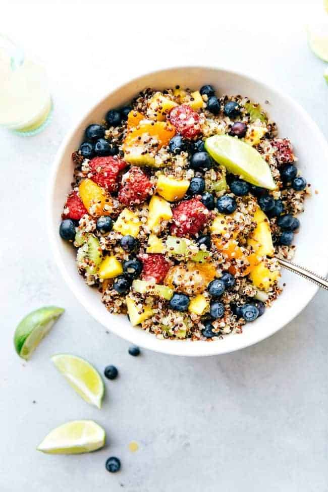 Fruity Quinoa Salad in a white bowl.