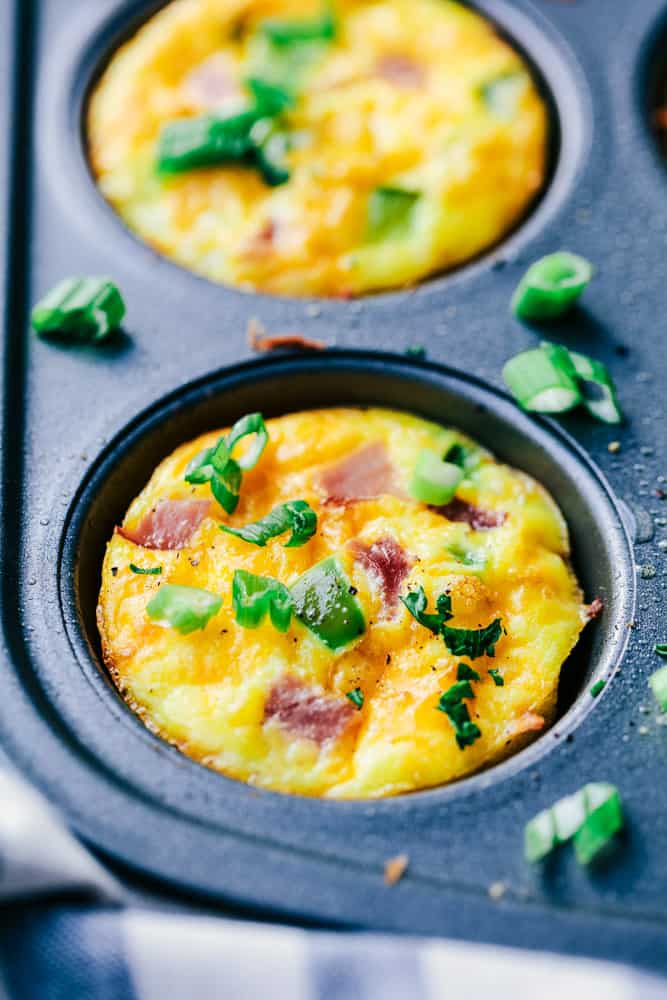 Denver Omelet Breakfast Muffin in a muffin pan.