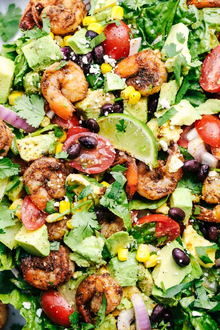 Shrimp Avocado Taco Salad 