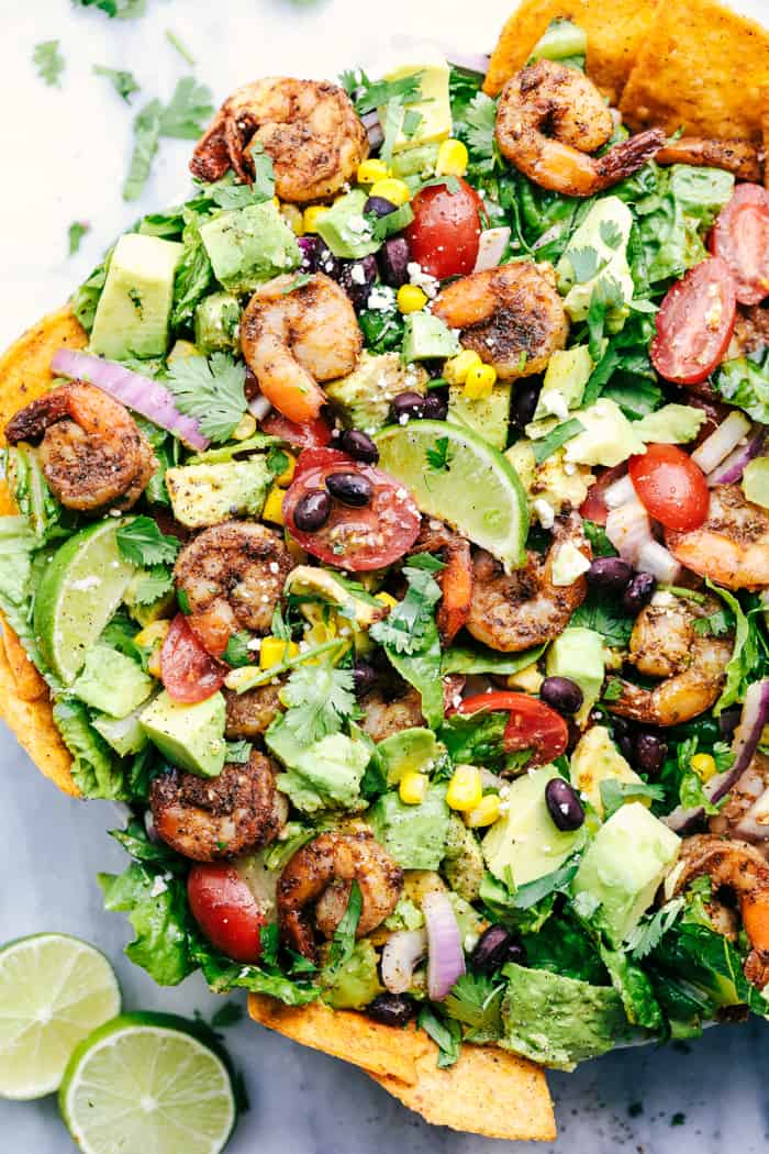 Shrimp Avocado Taco Salad