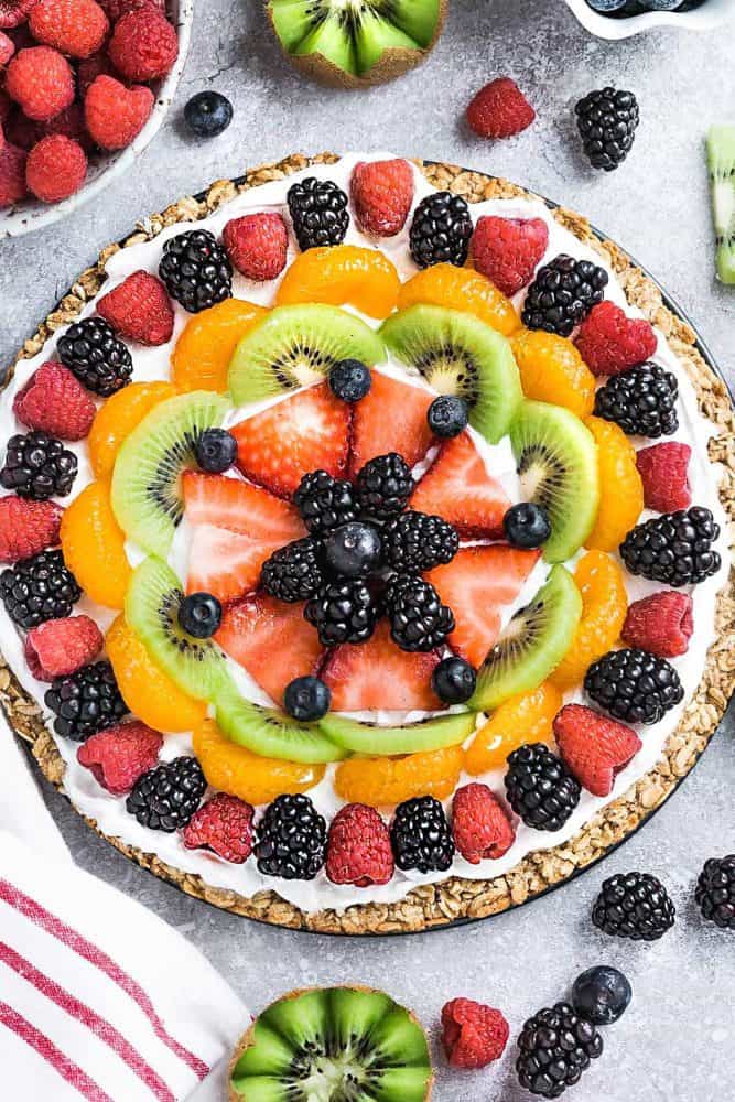 Granola Fruit Pizza areal view.