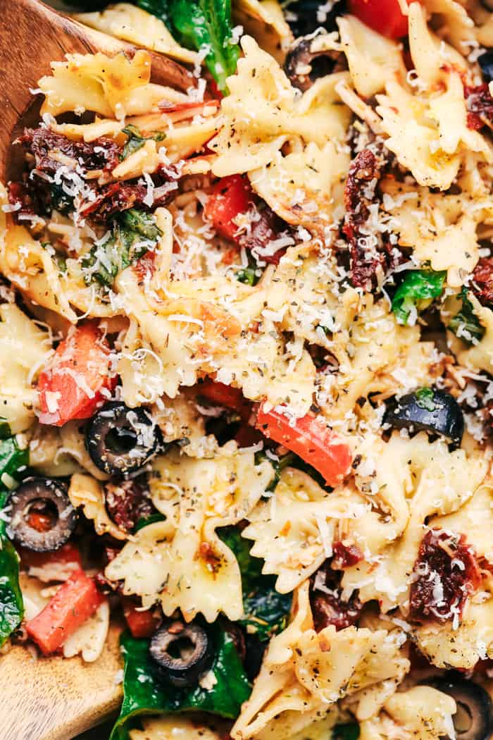 Tuscan Pasta Salad close up.