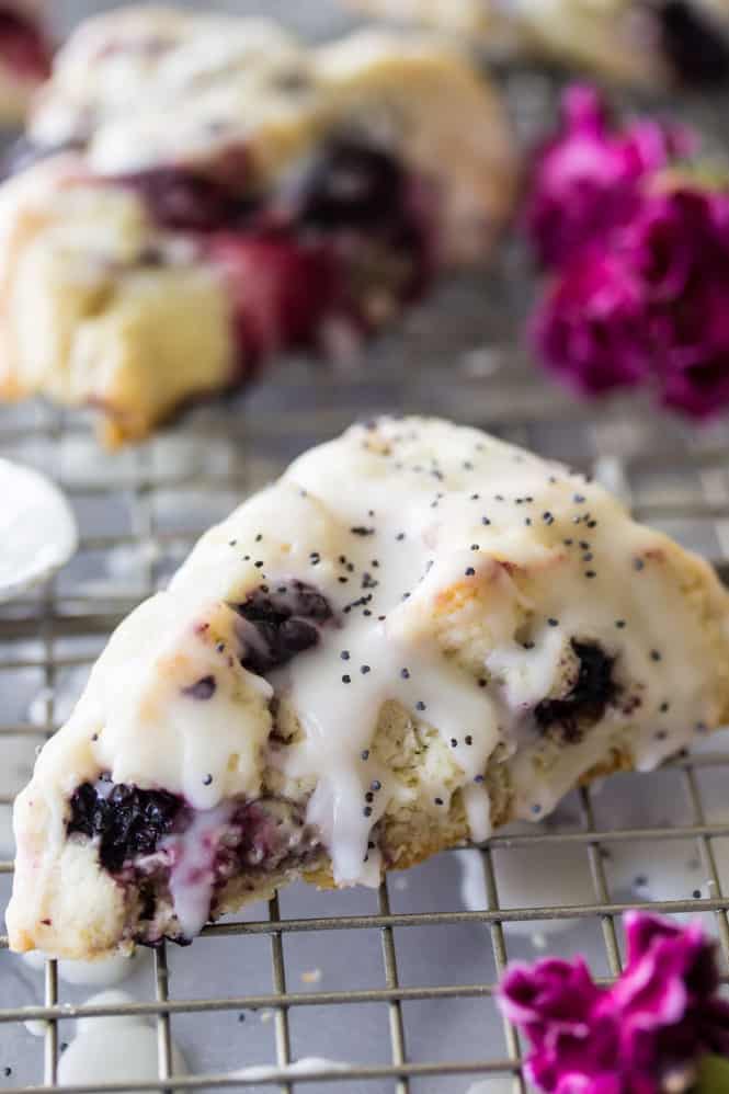 Summer Berry Scones on a cooling rack.