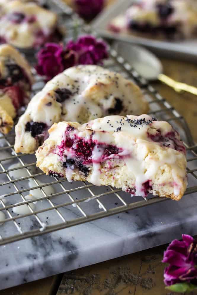 Summer Berry Scones on a cooling rack.