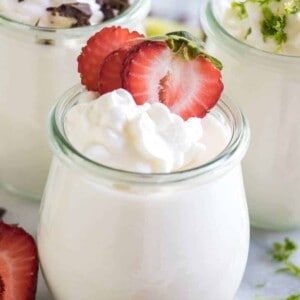 Coconut Mousse.  This fluffy coconut mousse comes together quick and easy and is loaded with cold coconut flavor!  Top with your favorite toppings and it's the perfect summer dessert!