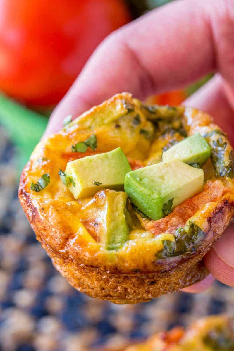 Southwestern Avocado Egg Muffin up close.