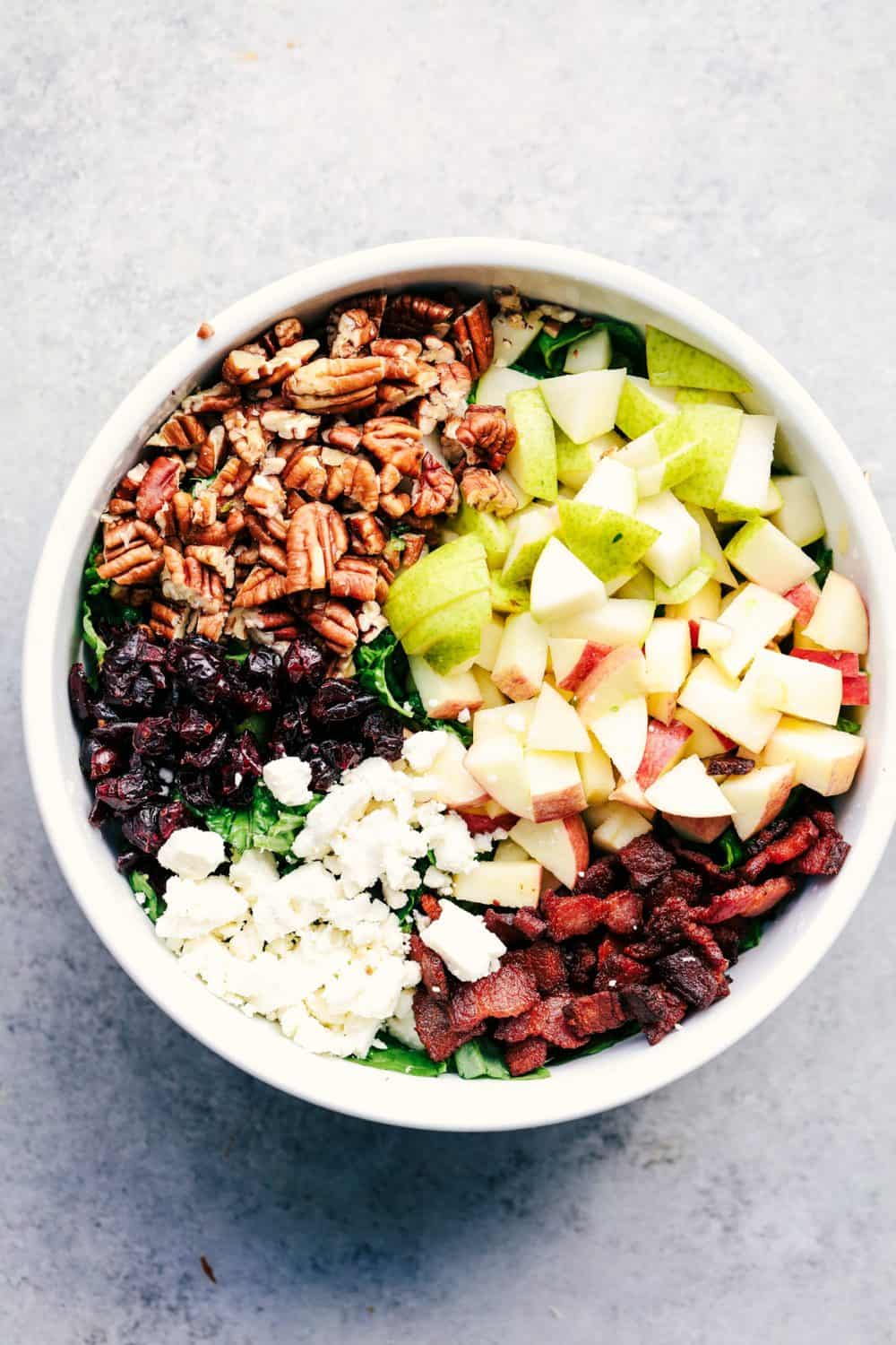 Autumn Chopped Salad with Creamy Poppyseed Dressing in bowl,