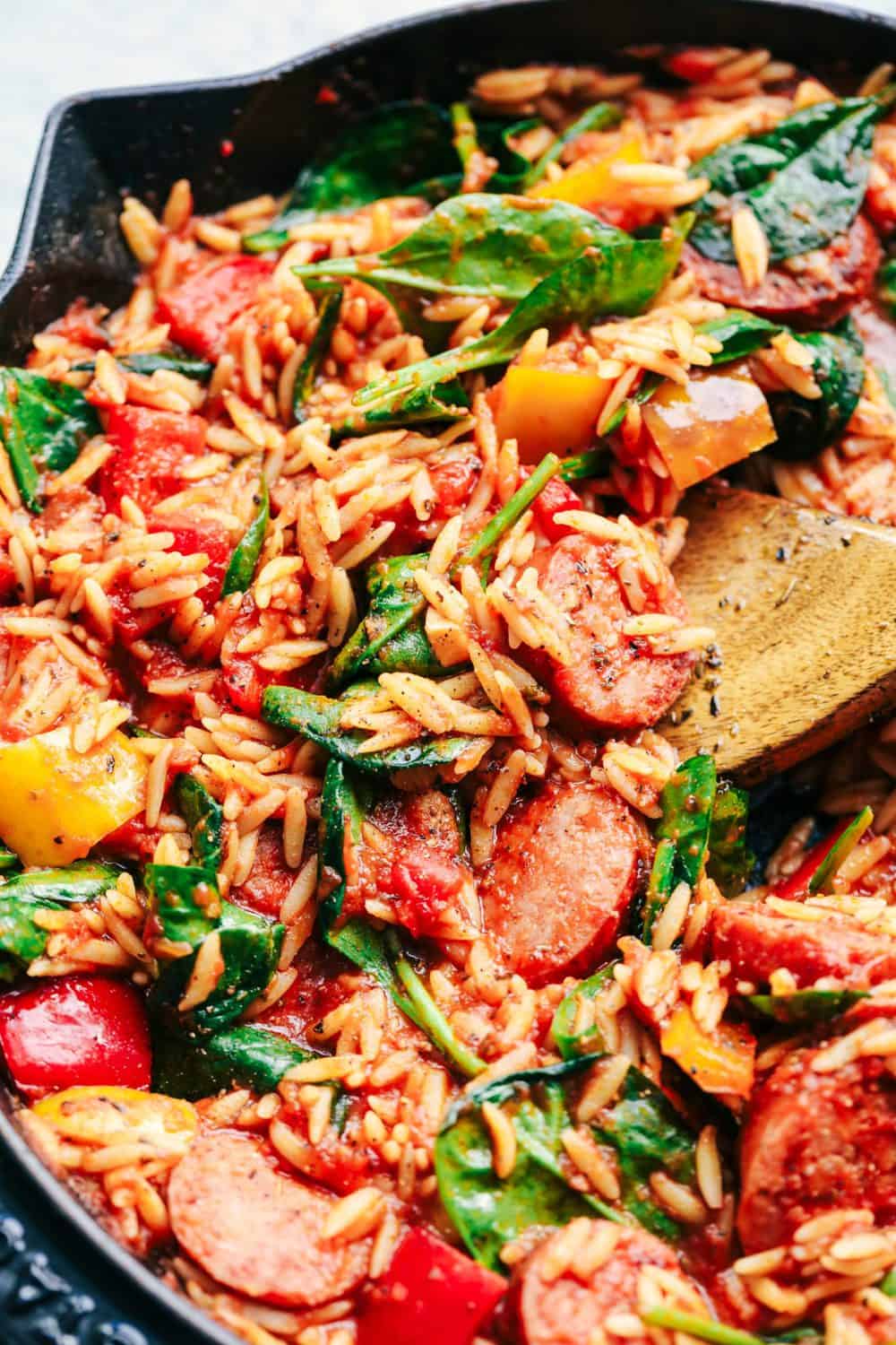 Italian Sausage and Vegetable Orzo Skillet