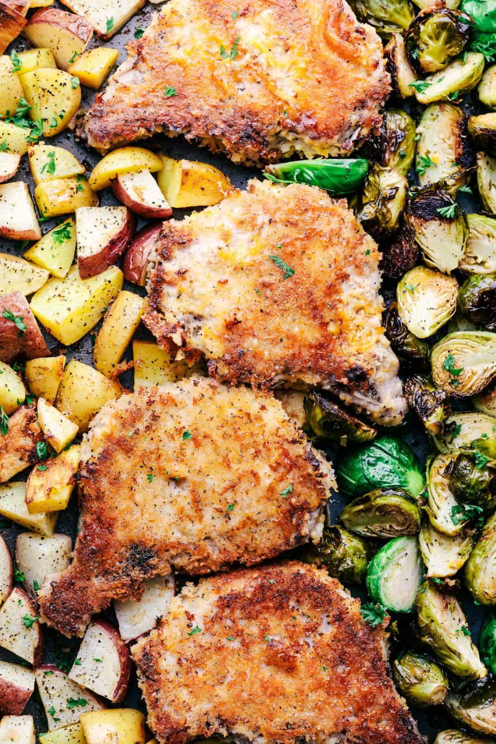 Sheet Pan Crispy Cheddar Pork Chops.