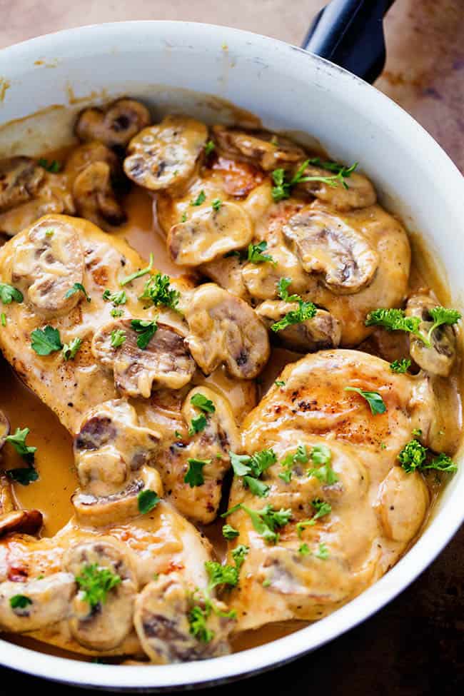 Creamy Chicken Marsala in a pot.