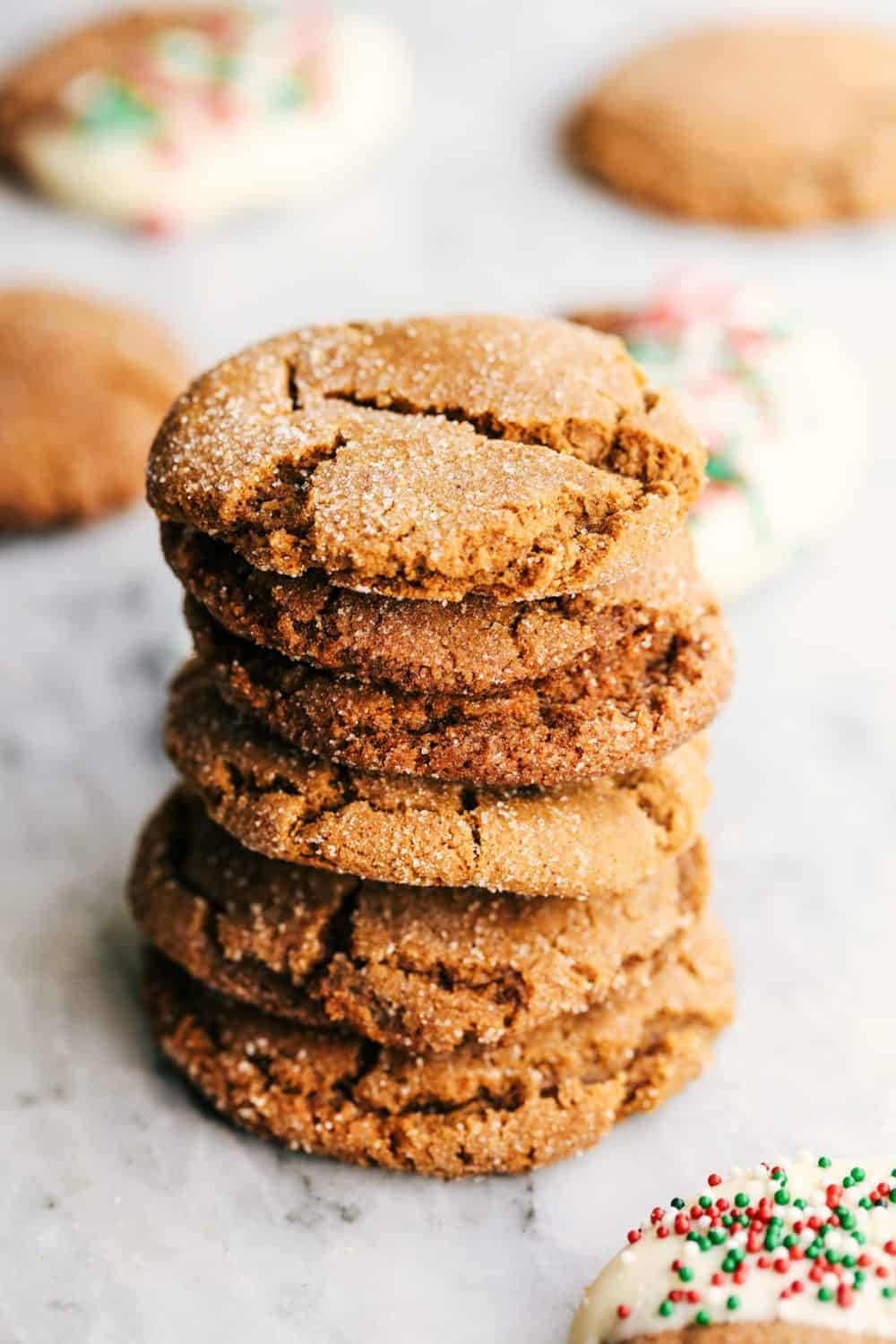 Stack of Best Ever Molasses Cookies.