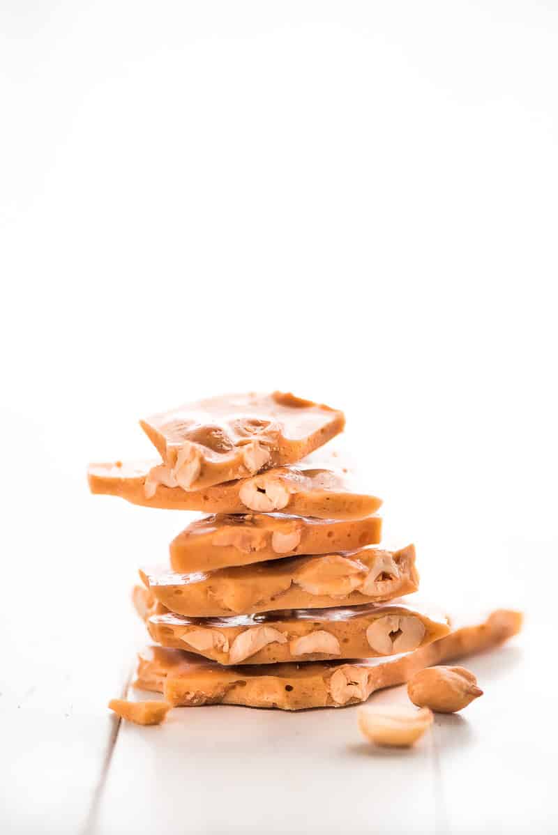 peanut brittle stacked on top of each other 