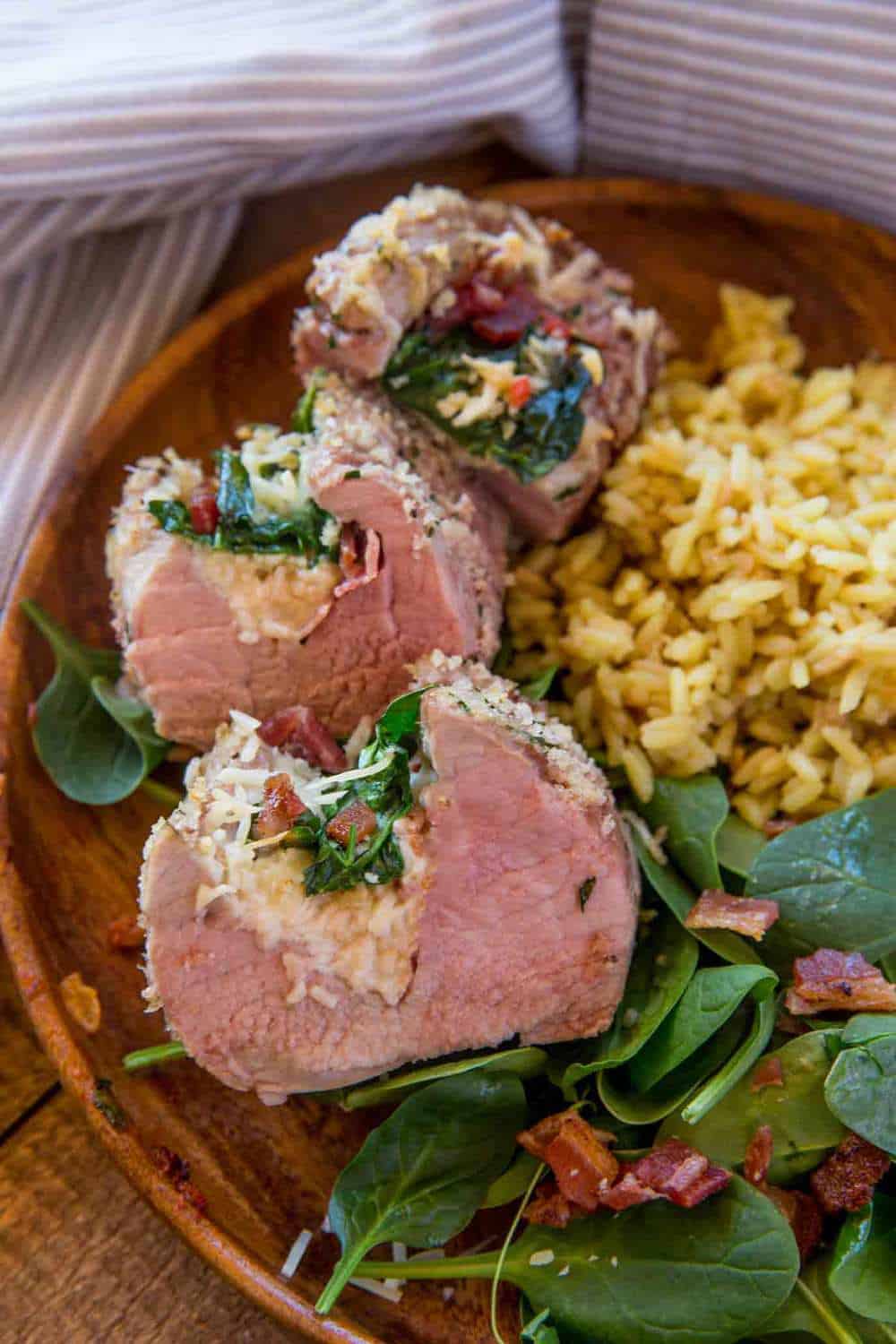 Spinach and Bacon Stuffed Tenderloin